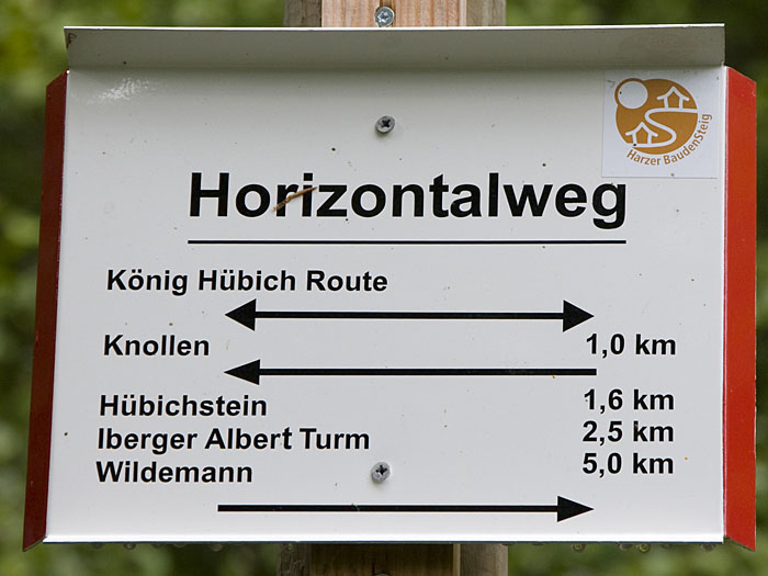 Kennzeichnung des Horizontalweges bei Bad Grund