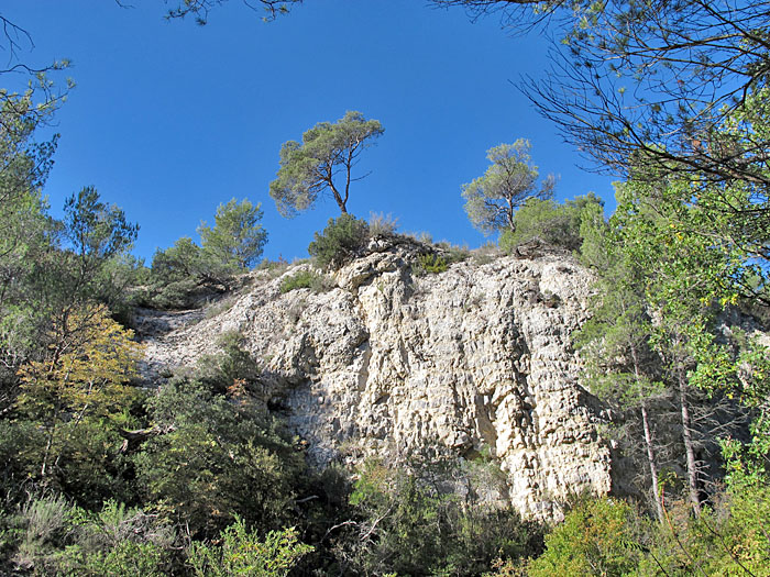 Die Felsen glänzen weiß in der Sonne