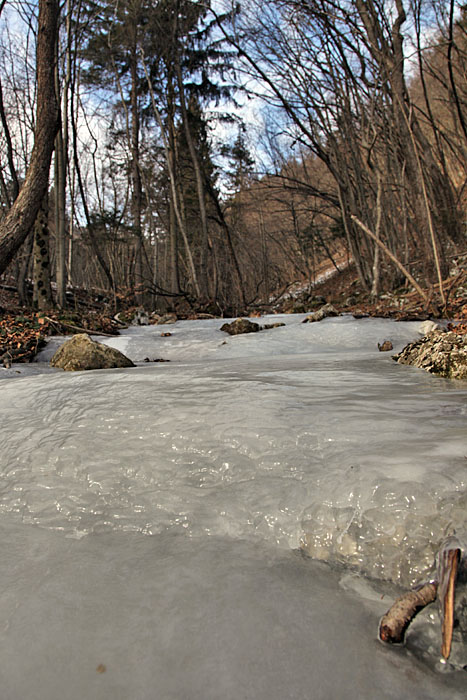 Die Bäche sind überall gefroren