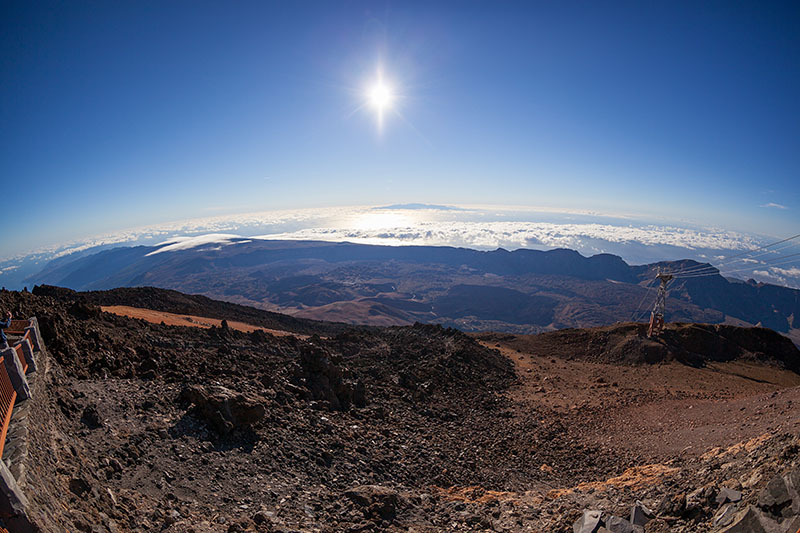 Blick von der Aussichtsplattform über die Cañada bis nach La Gomera