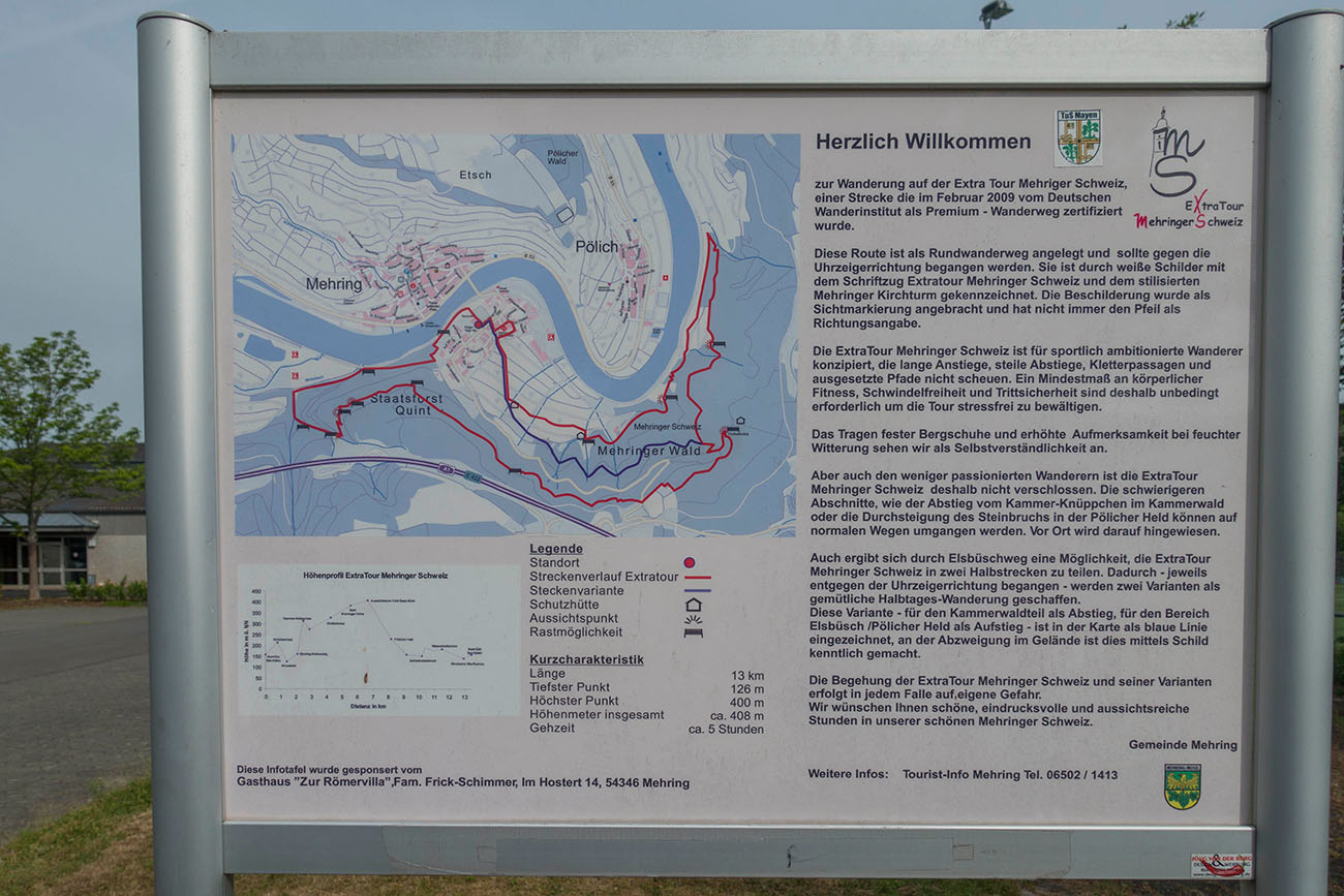 Infotafel am Startpunkt des Wanderweges 