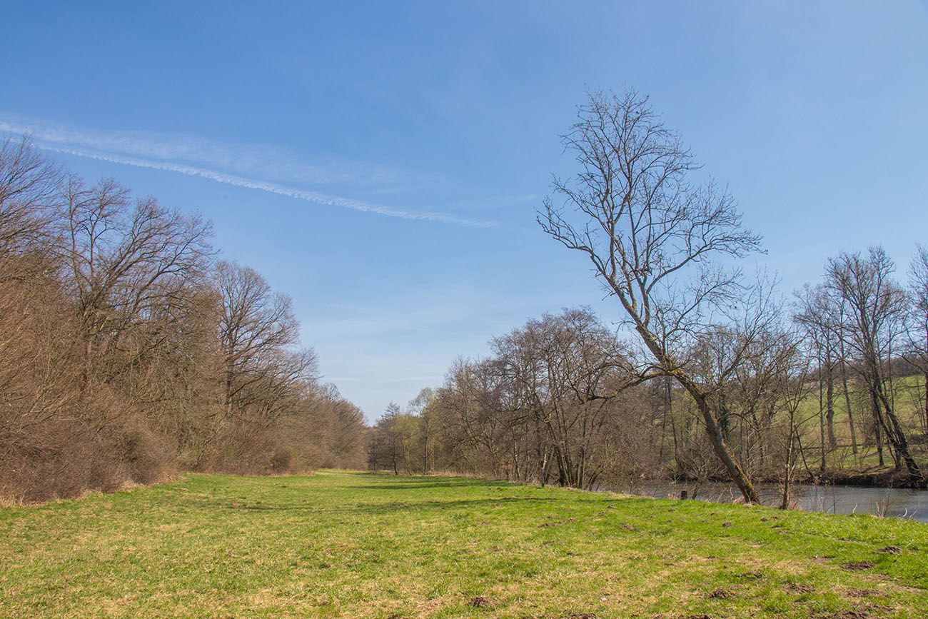 Wiesenweg an der Blies, auf der anderen Seite ist schon Frankreich 