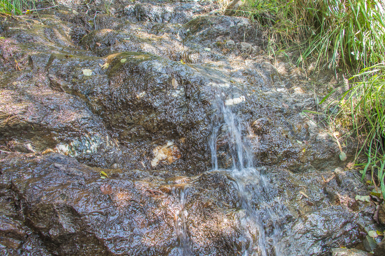 Noch etwas Wasser an den Felsen ...