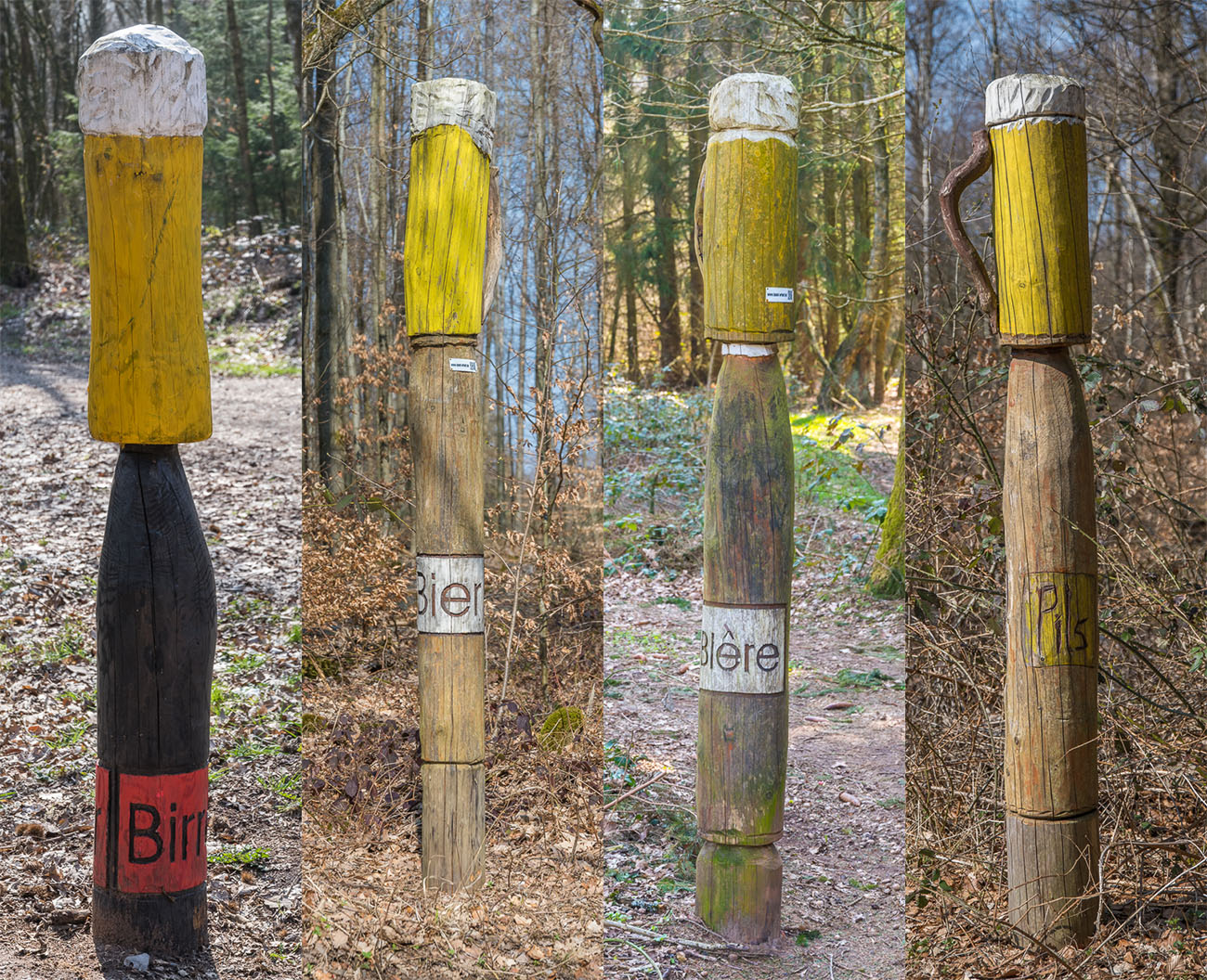 Unterwegs findet man mehrere hölzerne Hinweise auf Bier ;-)