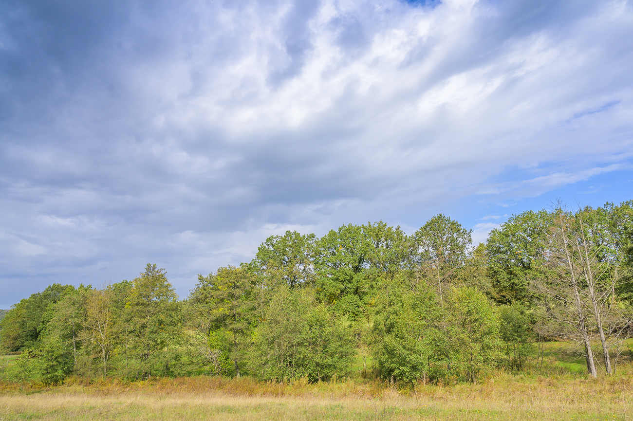 Links dunkle Wolken, rechts blauer Himmel, am Ende war das Wetter doch schön