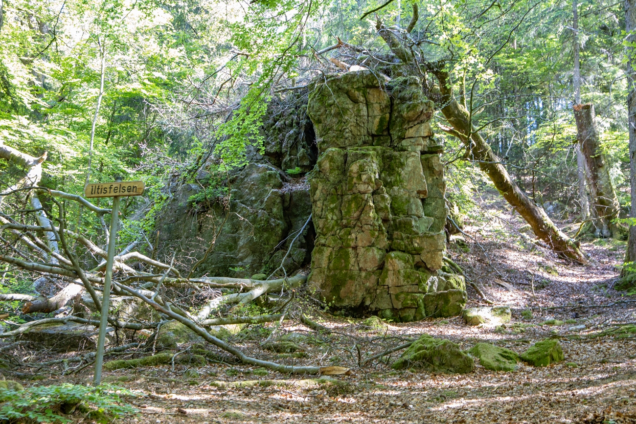 Gegenüber steht der "Iltisfelsen", aus gleichem Gestein
