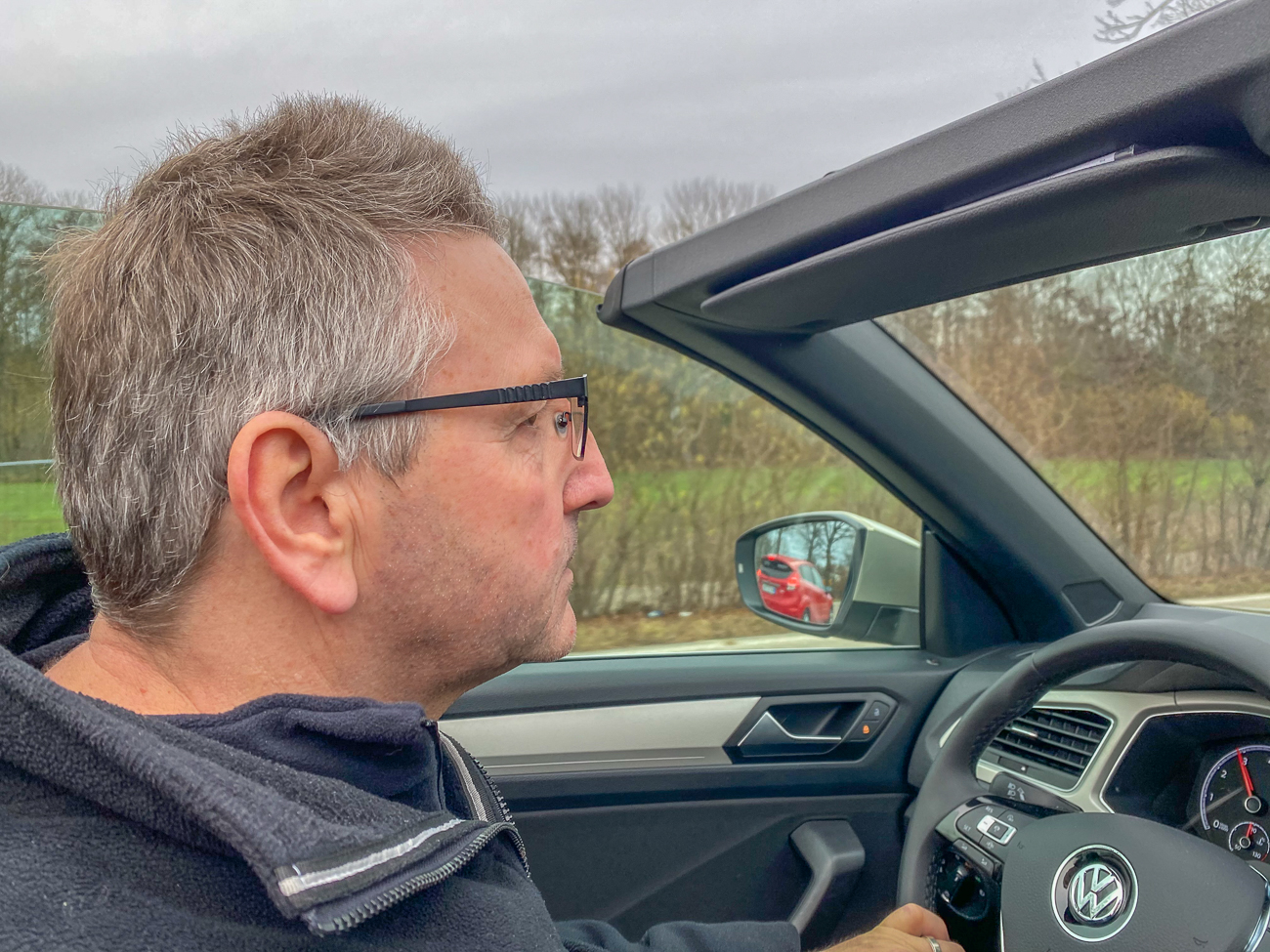 Mit endlich mal offenem Verdeck geht es zurück ;-)