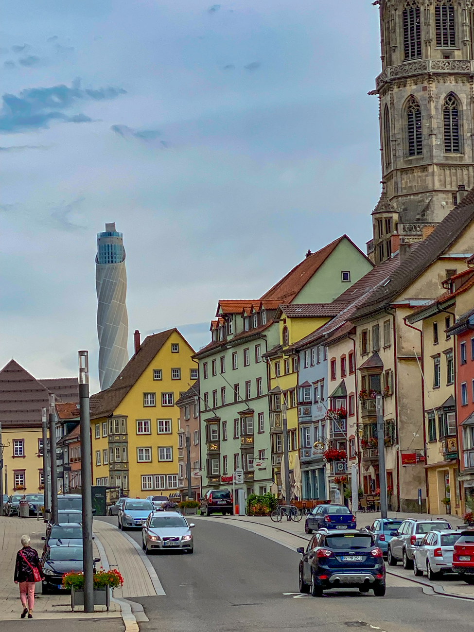 Rottweil, im Hintergrund der 246 m hohe Aufzug-Testturm