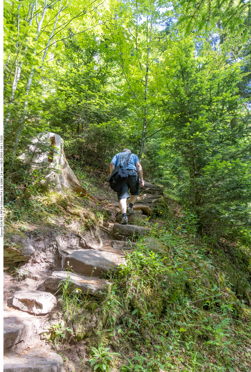 Viele steile Treppen müssen nun überwunden werden