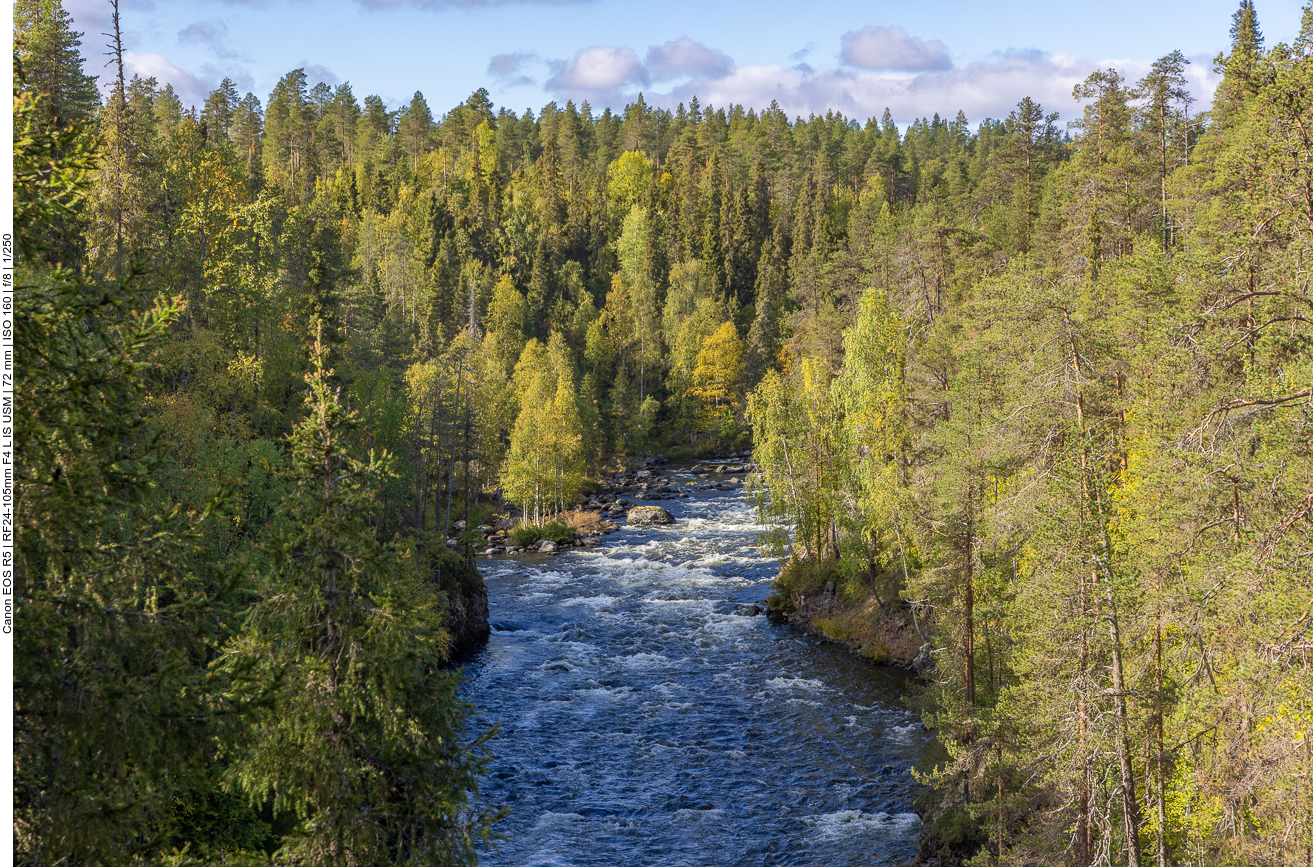 ... zu den Stromschnellen hinab