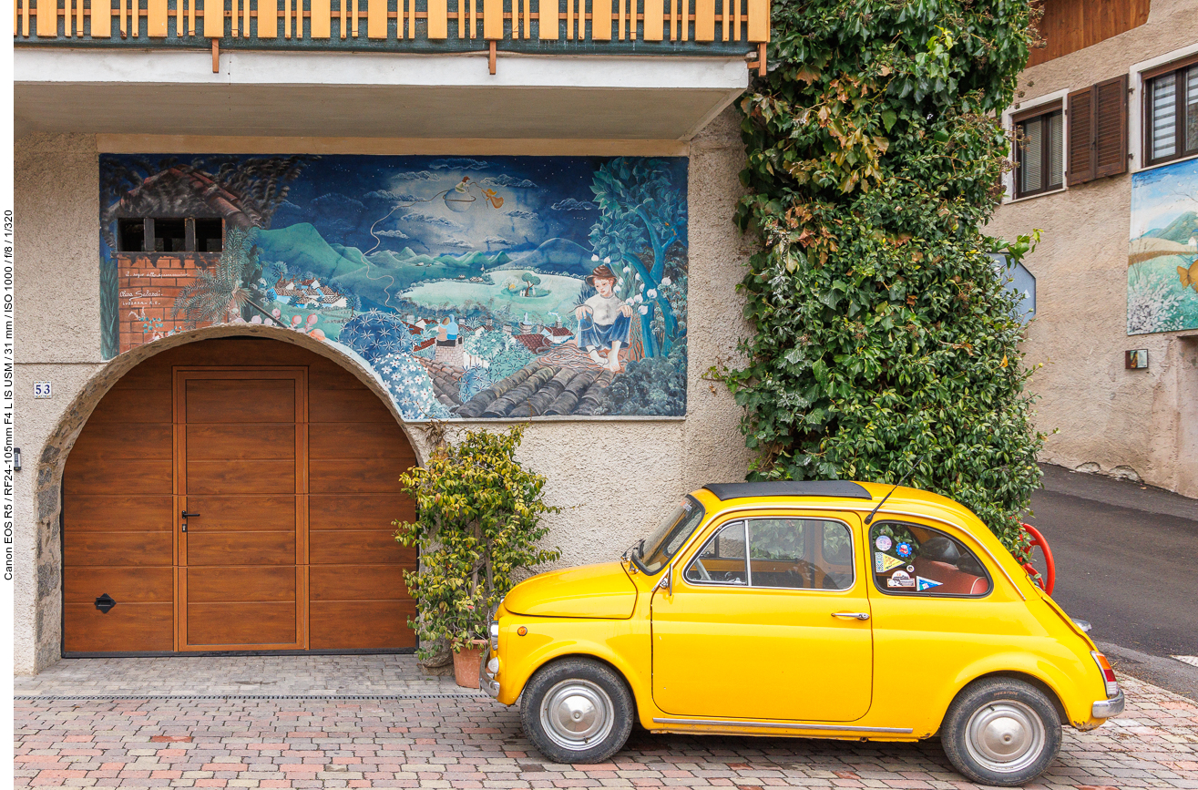 Fiat Cinquecento vor "Traumbildkulisse"