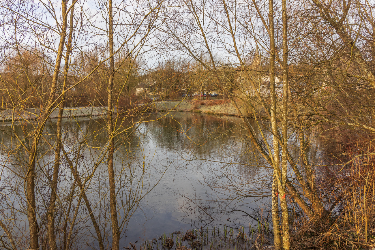 Nun geht es andersherum um den Teich
