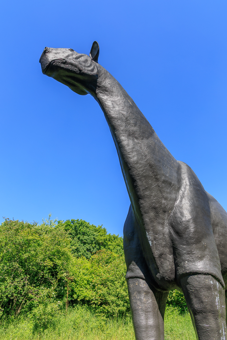 Überall stehen lebensgroße Repliken verschiedenster Saurierarten