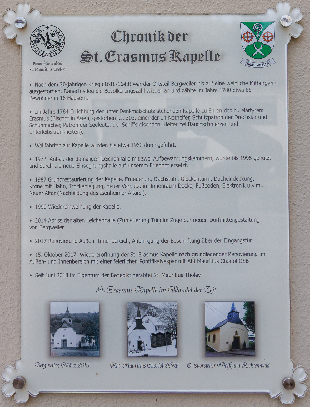 Infos zur St. Erasmus Kapelle