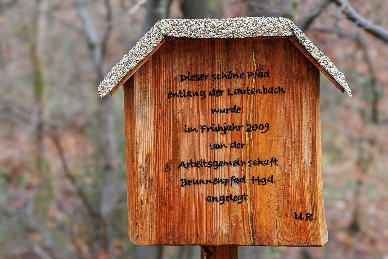 Hinweis zum Bau des Wanderpfades am Lautenbach