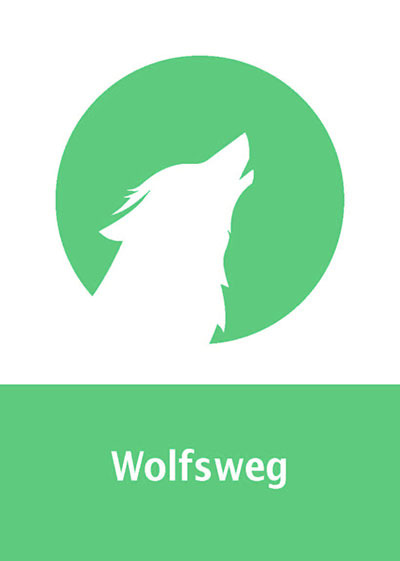Kennzeichnung des Wanderwegs Wolfsweg 